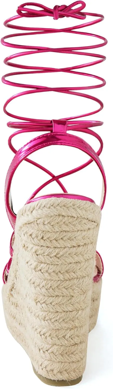 Allegra K Women's Espadrilles Platform Wedges Heel Lace Up Sandals