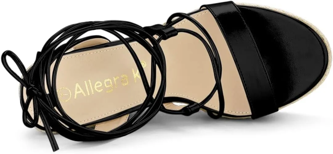 Allegra K Women's Espadrilles Platform Wedges Heel Lace Up Sandals