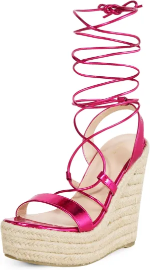 Allegra K Women's Espadrilles Platform Wedges Heel Lace Up Sandals