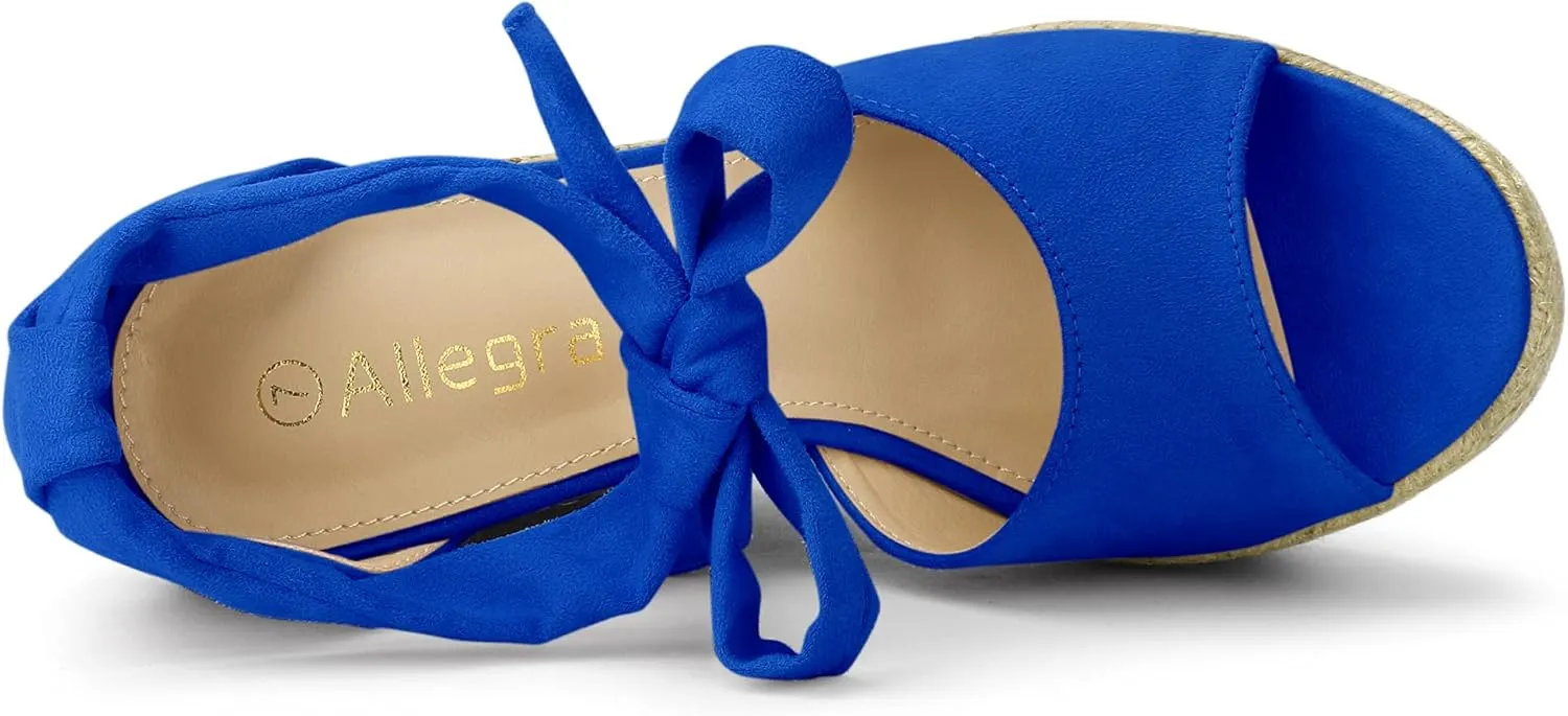 Allegra K Women's Espadrilles Tie Up Ankle Strap Wedges Sandals