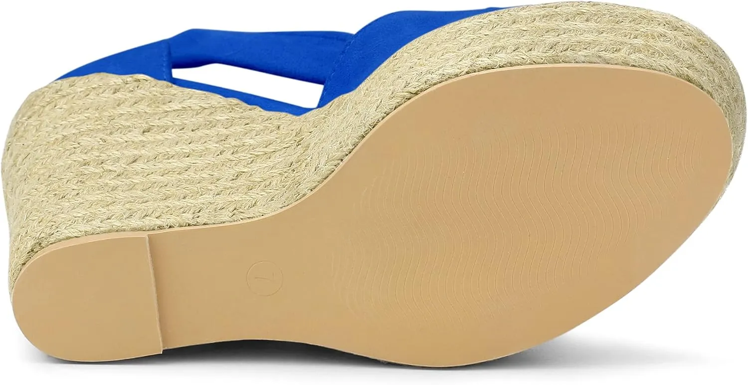 Allegra K Women's Espadrilles Tie Up Ankle Strap Wedges Sandals