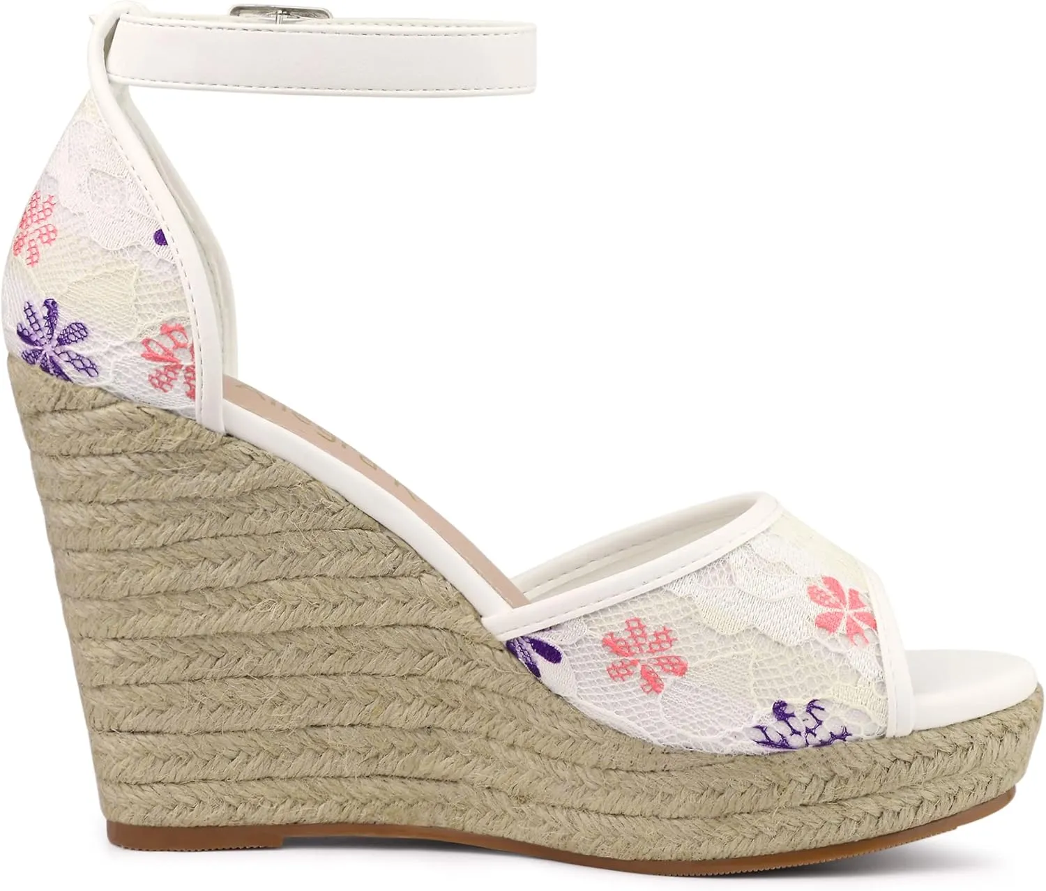 Allegra K Women's Lace Platform Espadrilles Wedge Heels Sandals