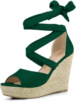 Allegra K Women's Lace Up Espadrilles Platform Platform Wedges Sandals
