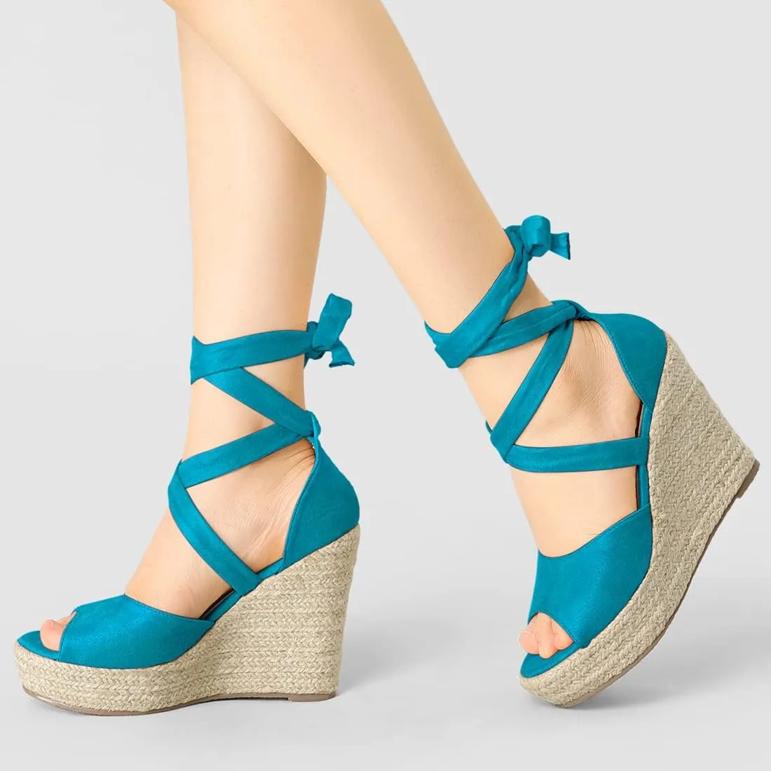 Allegra K Women's Lace Up Espadrilles Platform Platform Wedges Sandals