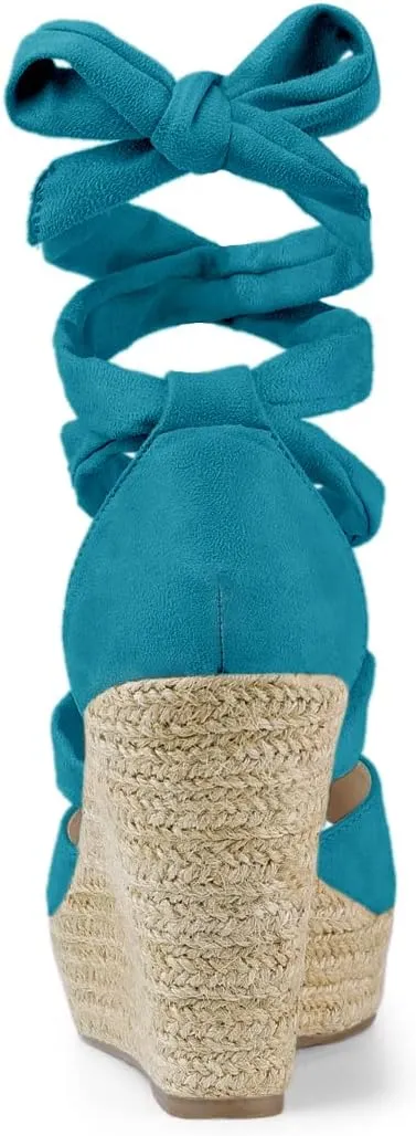 Allegra K Women's Lace Up Espadrilles Platform Platform Wedges Sandals