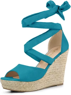 Allegra K Women's Lace Up Espadrilles Platform Platform Wedges Sandals