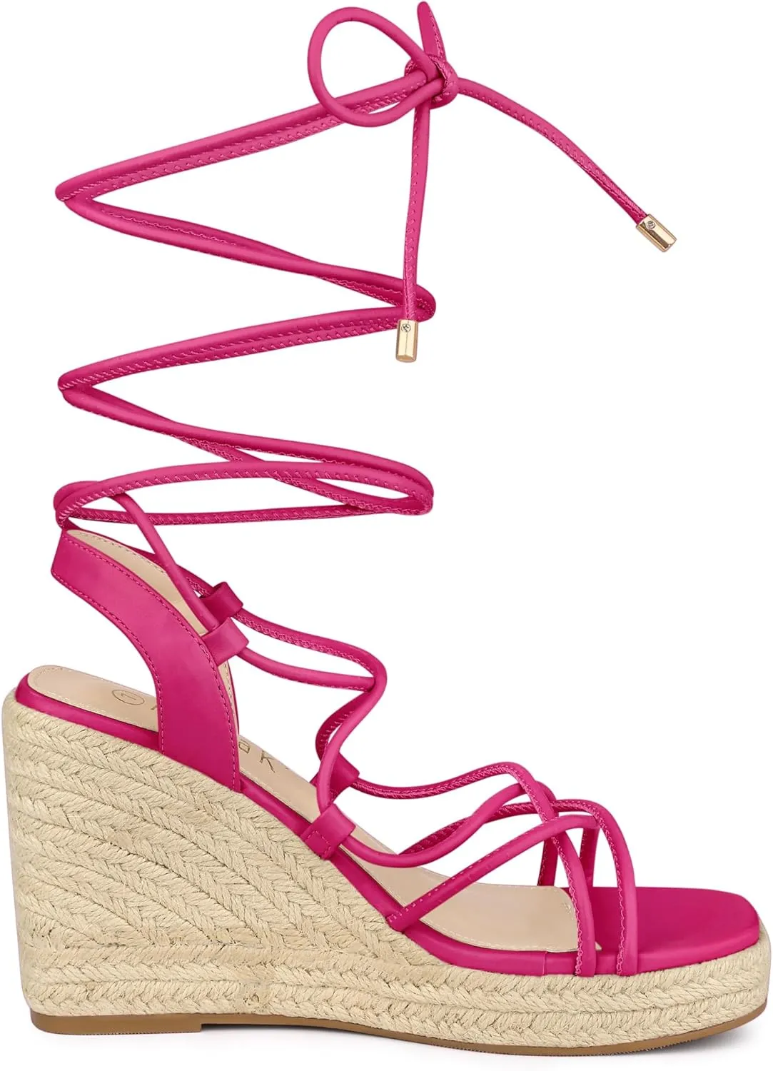 Allegra K Women's Platform Square Toe Lace Up Espadrilles Heels Wedge Sandals