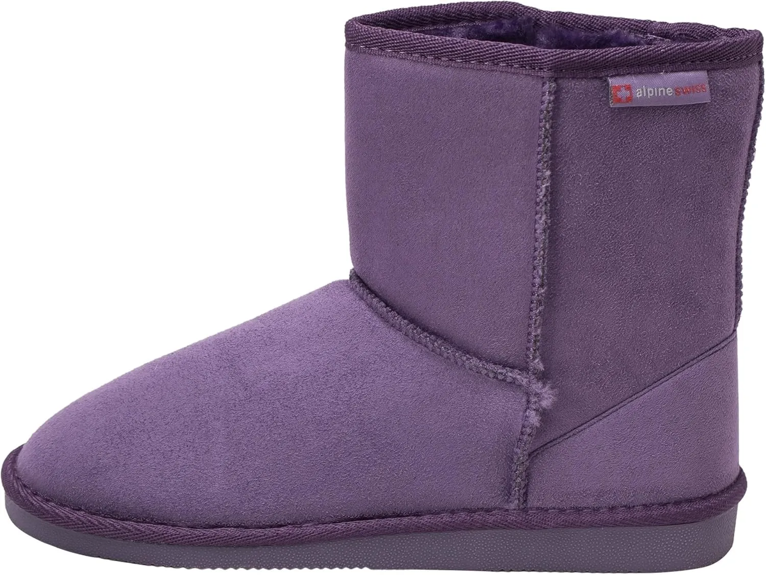 Alpine Swiss Laura Women’s Short Winter Boots Faux Suede Sherpa Lined Warm & Comfortable with Anti-Slip Sole