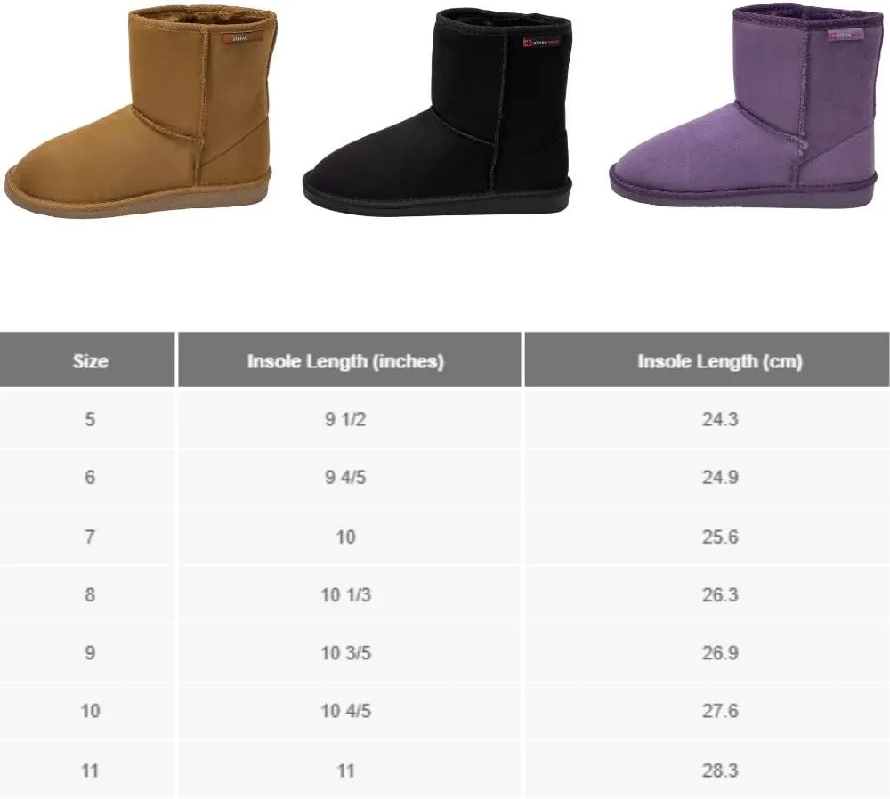 Alpine Swiss Laura Women’s Short Winter Boots Faux Suede Sherpa Lined Warm & Comfortable with Anti-Slip Sole