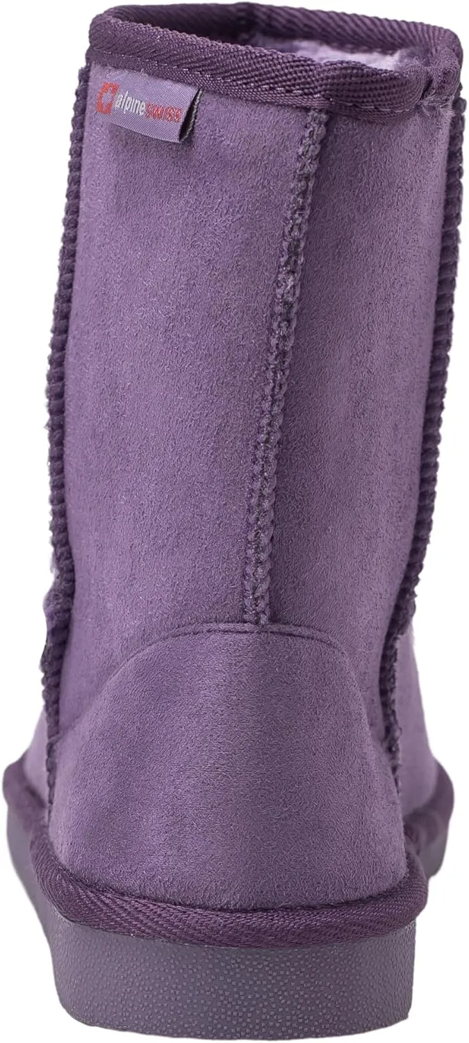 Alpine Swiss Laura Women’s Short Winter Boots Faux Suede Sherpa Lined Warm & Comfortable with Anti-Slip Sole