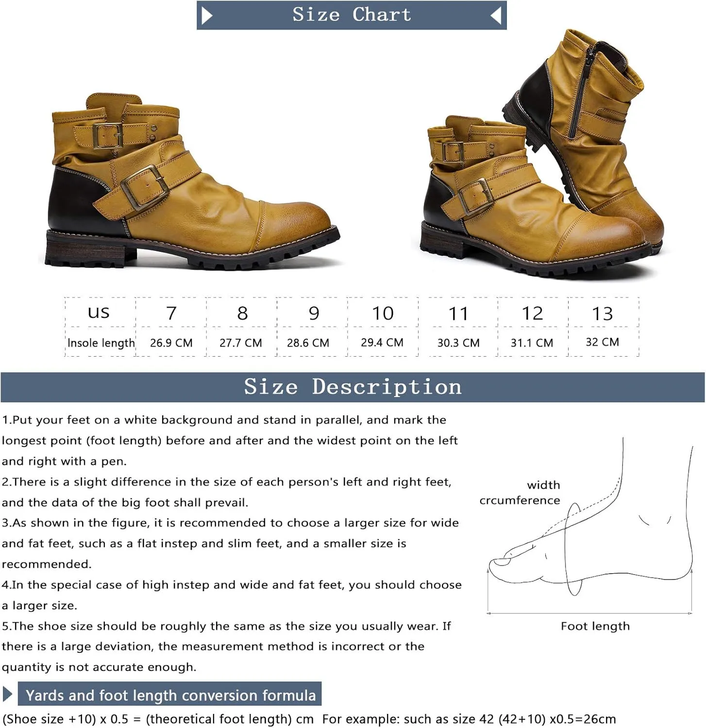 AMAPO Western Cowboy Mens Boots Mid-Tube