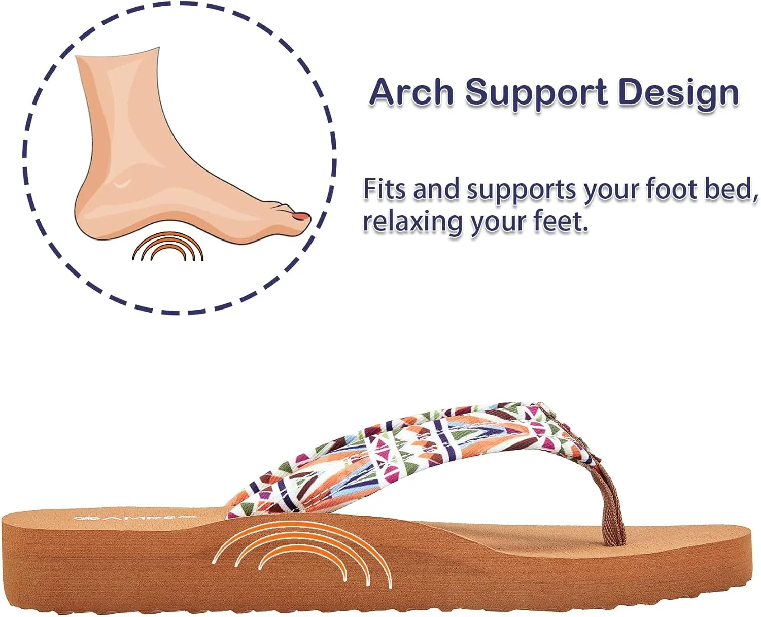 Ampeo Women's Arch Support Flip Flops Comfortable Casual Summer Beach Thong Sandals