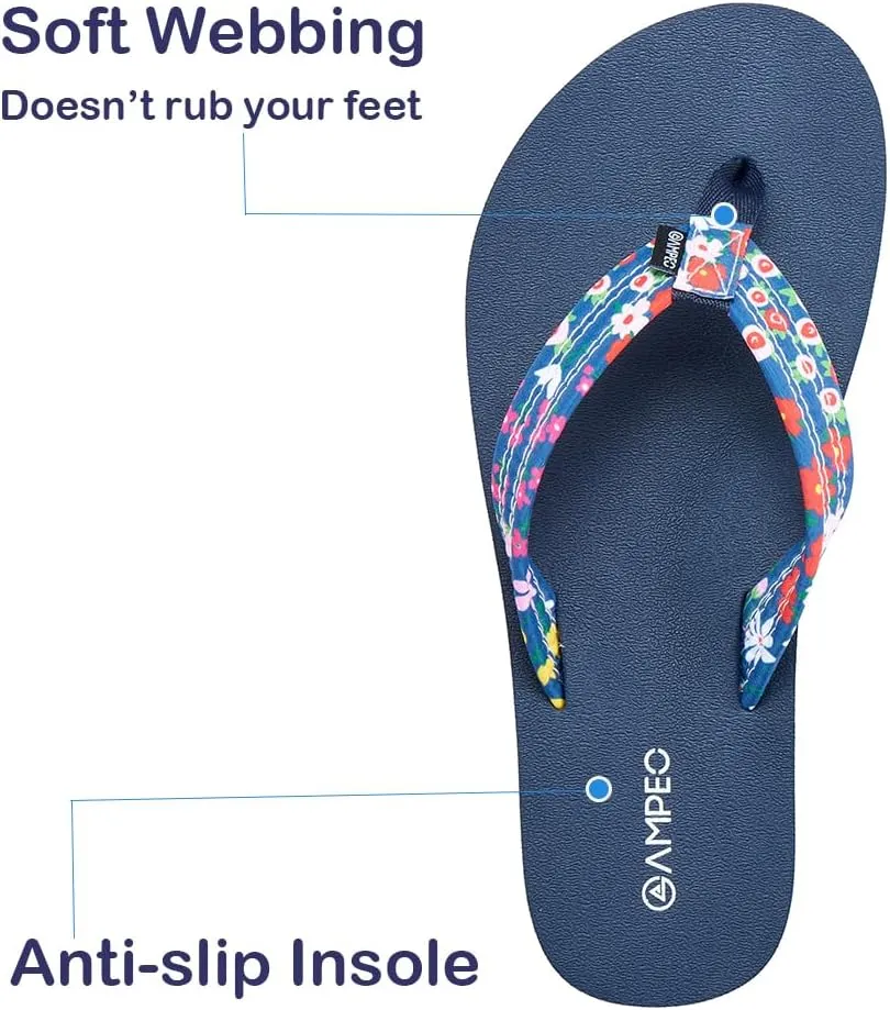 Ampeo Women's Arch Support Flip Flops Comfortable Casual Summer Beach Thong Sandals