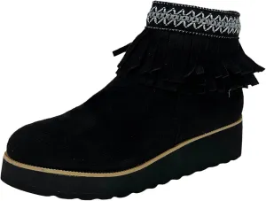 Ankle Boots for Women Comfortable Women Boots Ankle Boots Suede Frosted Tassel Soft Sole Thick Wedge Heel Ankle Boots