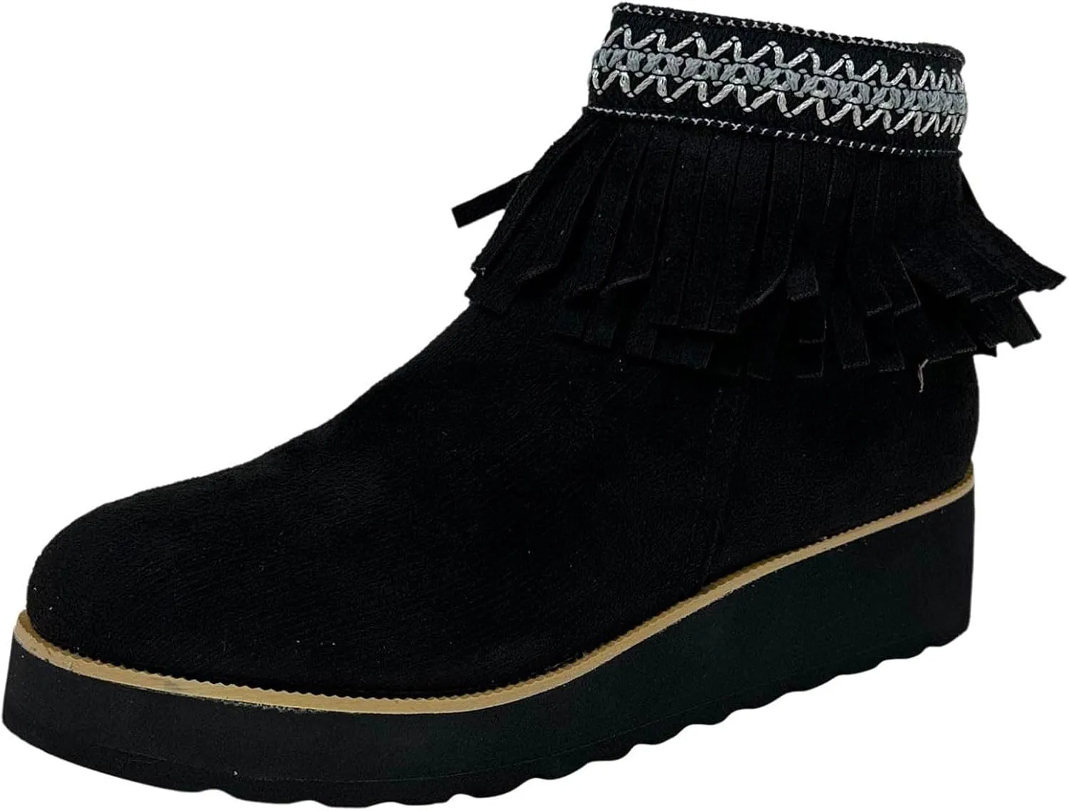 Ankle Boots for Women Comfortable Women Boots Ankle Boots Suede Frosted Tassel Soft Sole Thick Wedge Heel Ankle Boots
