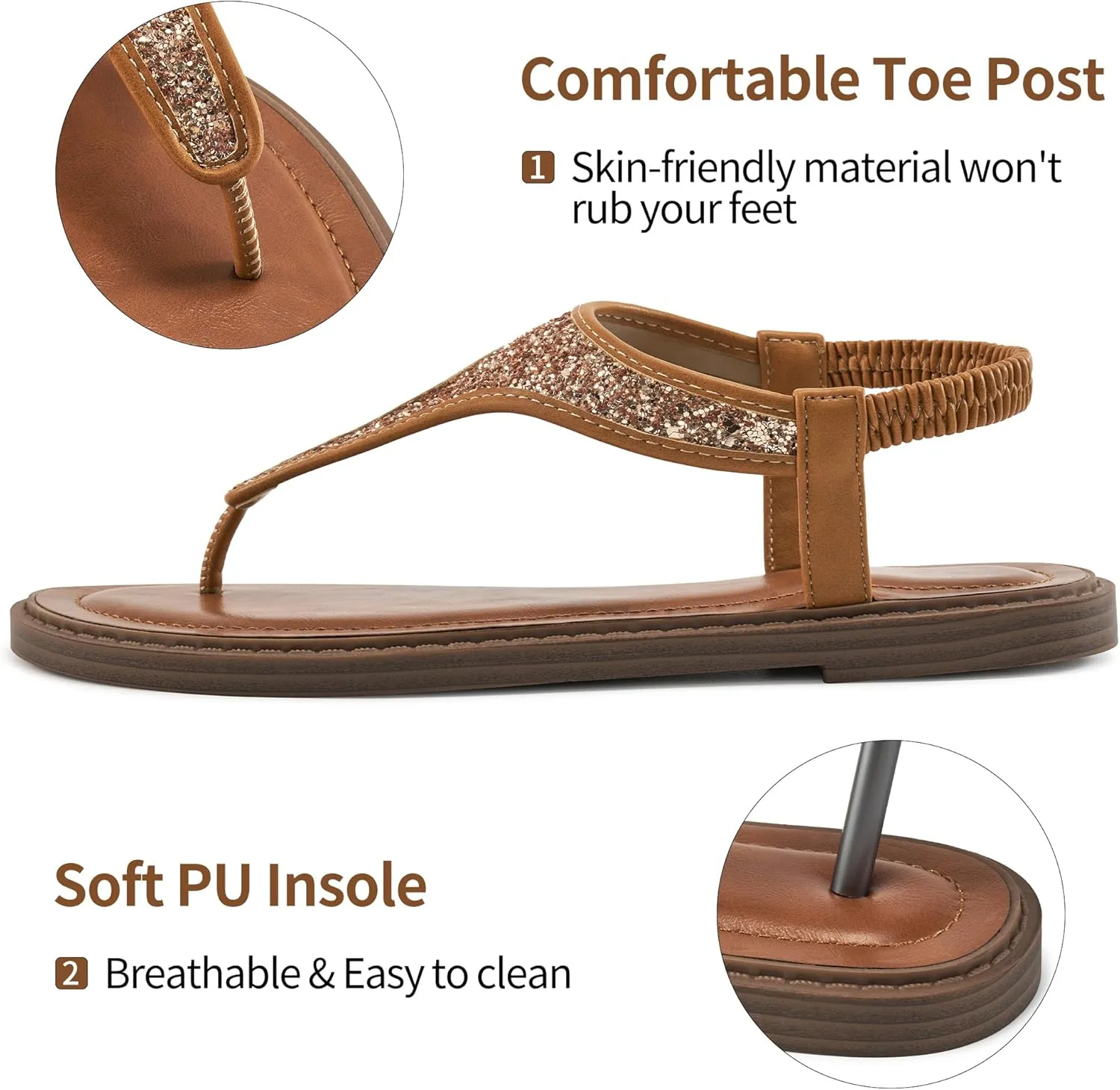 Aomigoct Flat Sandals Women Dressy: Comfortable Summer Beach Sandal for women - Casual Ladies Fashion Walking Shoes