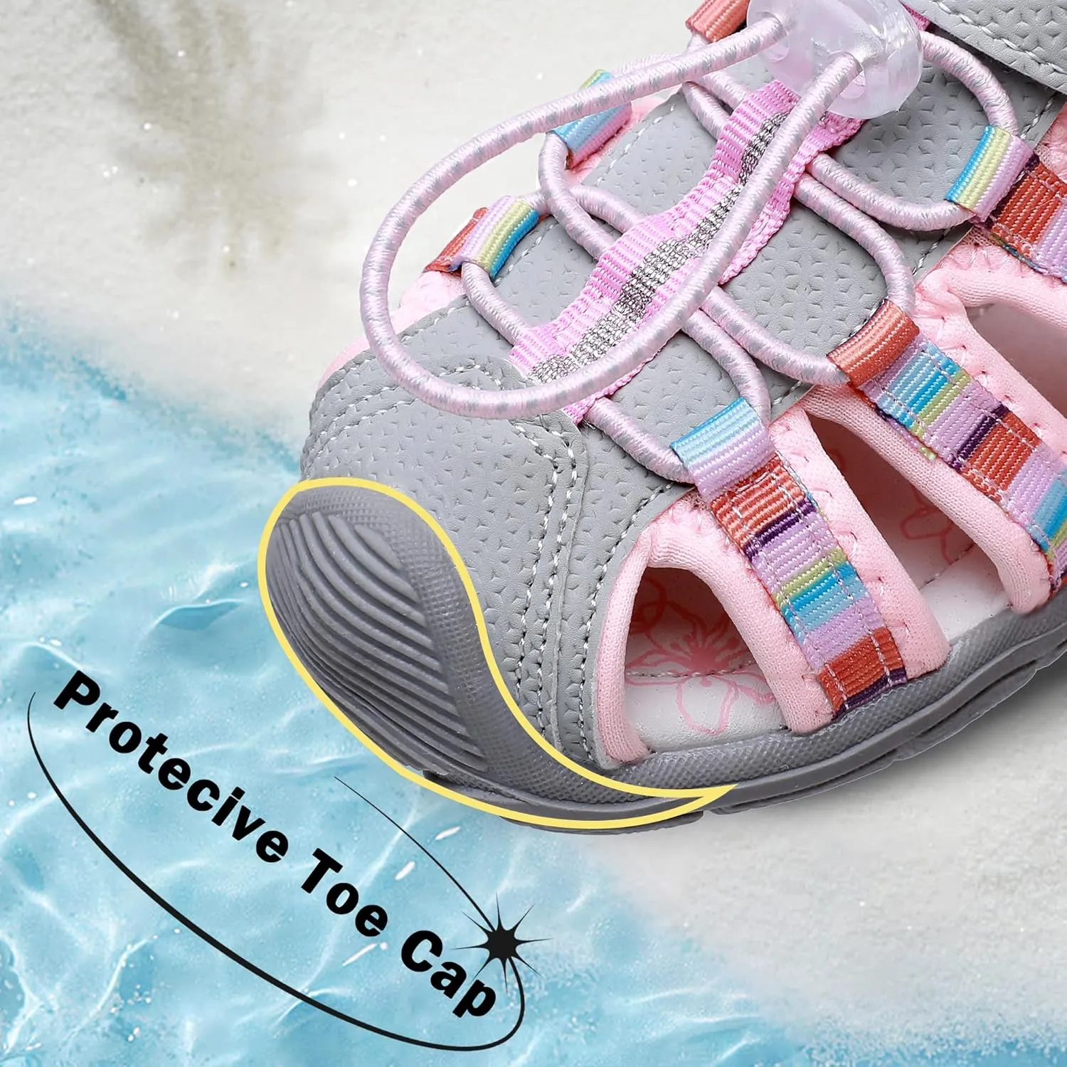 Apakowa Kids Boys Sandals Summer Outdoor Athletic Double Strap Closed-Toe Beach Sandals Sport (Toddler/Little Kid)