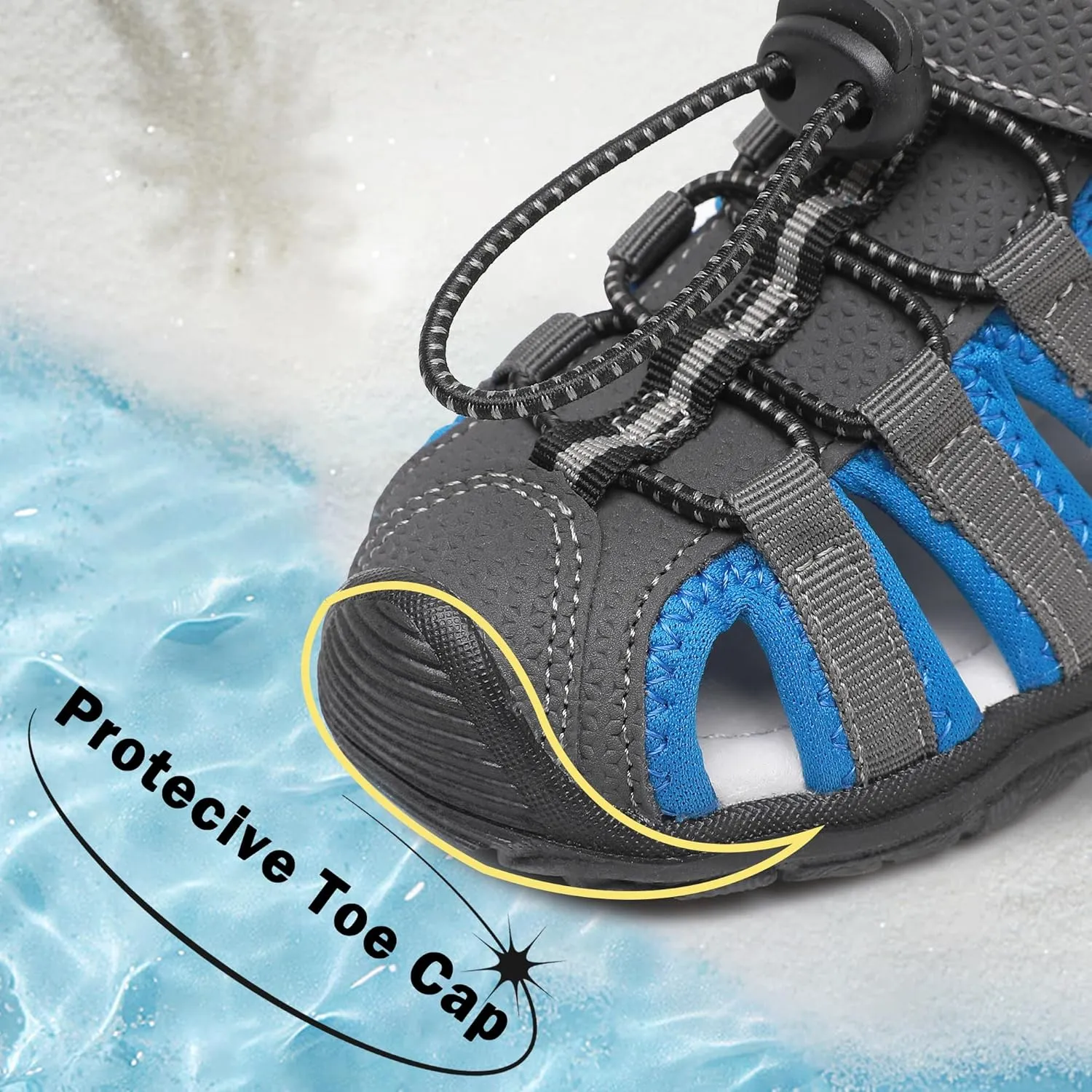 Apakowa Kids Boys Sandals Summer Outdoor Athletic Double Strap Closed-Toe Beach Sandals Sport (Toddler/Little Kid)