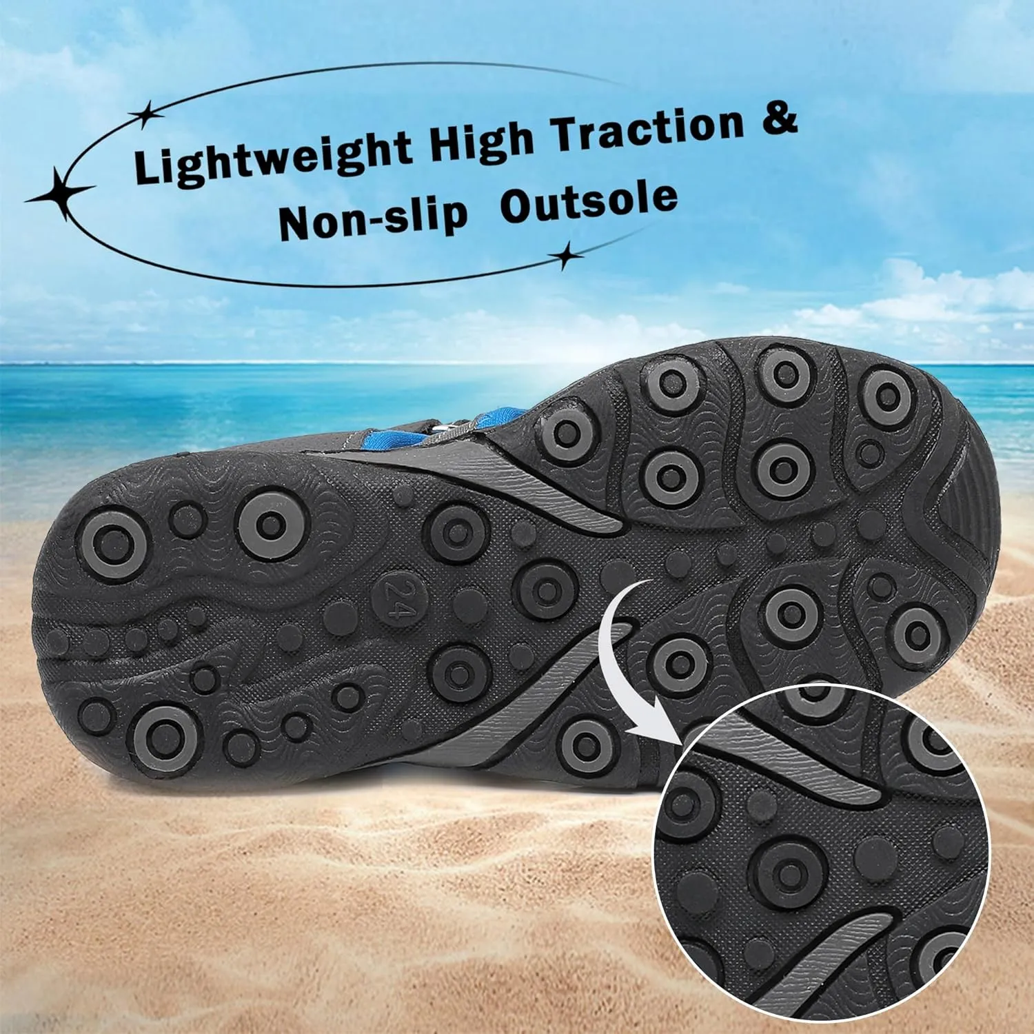 Apakowa Kids Boys Sandals Summer Outdoor Athletic Double Strap Closed-Toe Beach Sandals Sport (Toddler/Little Kid)