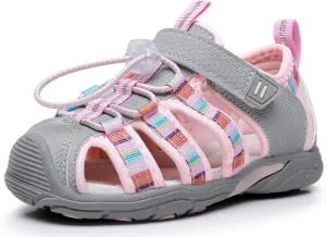 Apakowa Kids Boys Sandals Summer Outdoor Athletic Double Strap Closed-Toe Beach Sandals Sport (Toddler/Little Kid)