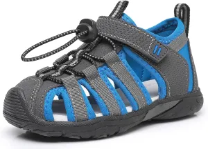 Apakowa Kids Boys Sandals Summer Outdoor Athletic Double Strap Closed-Toe Beach Sandals Sport (Toddler/Little Kid)