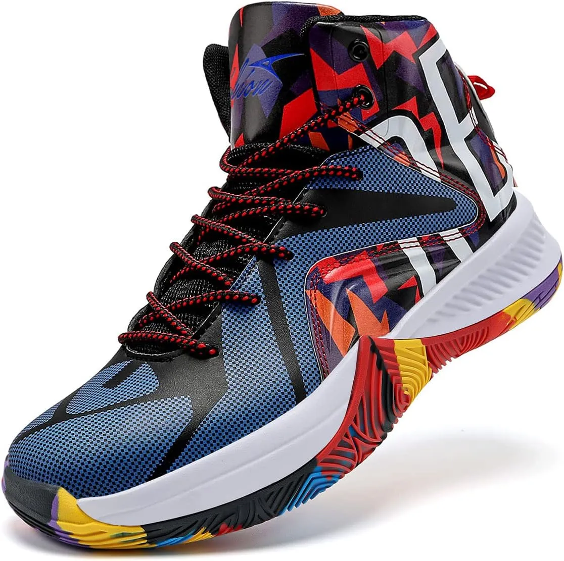 ASHION Mens Basketball Shoes Lightweight Breathable Sneakers Anti Slip Sports Shoes for Running Walking