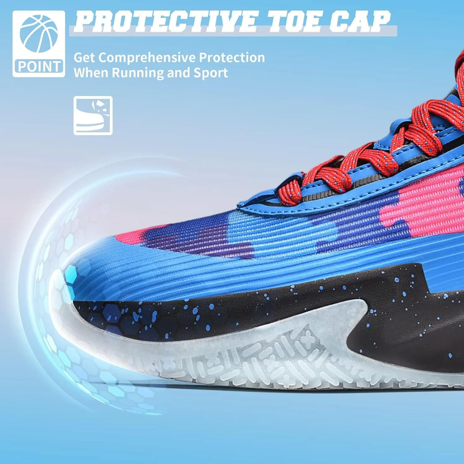 ASHION Mens Basketball Shoes Lightweight Breathable Sneakers Anti Slip Sports Shoes for Running Walking