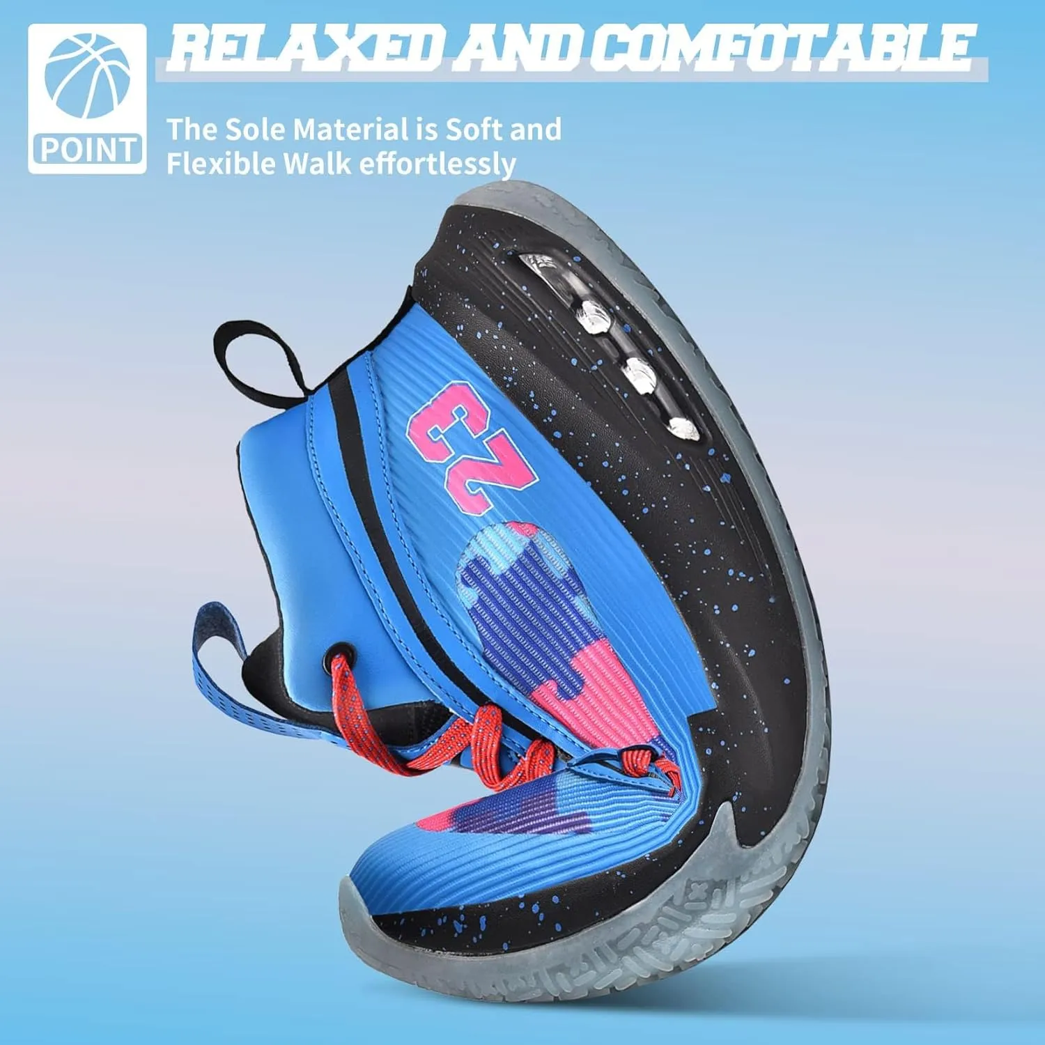 ASHION Mens Basketball Shoes Lightweight Breathable Sneakers Anti Slip Sports Shoes for Running Walking