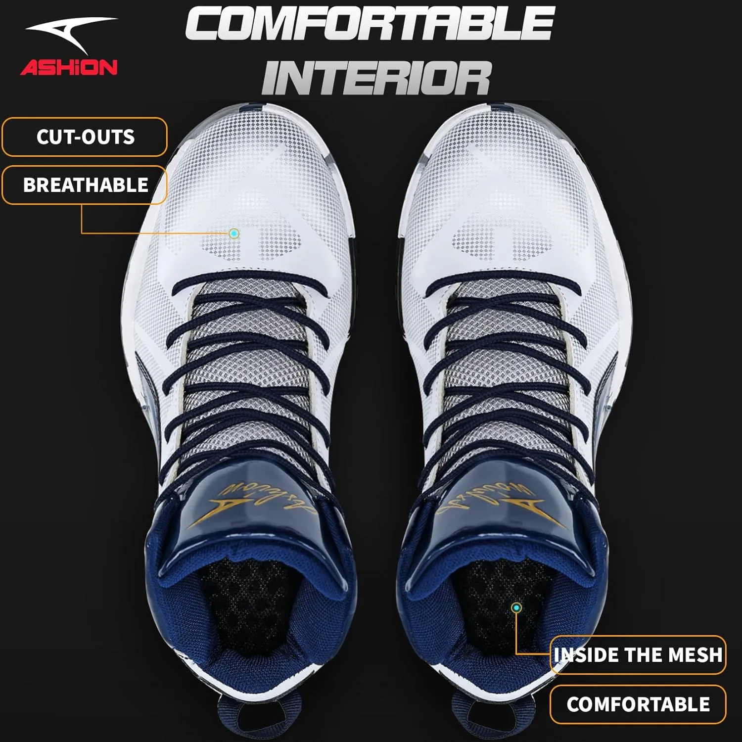 ASHION Mens Basketball Shoes Lightweight Breathable Sneakers Anti Slip Sports Shoes for Running Walking