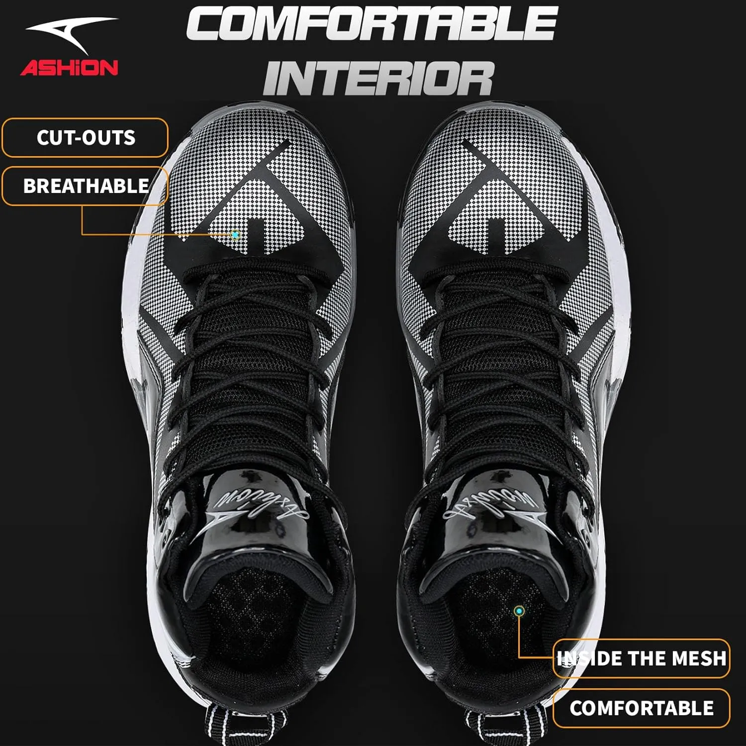 ASHION Mens Basketball Shoes Lightweight Breathable Sneakers Anti Slip Sports Shoes for Running Walking