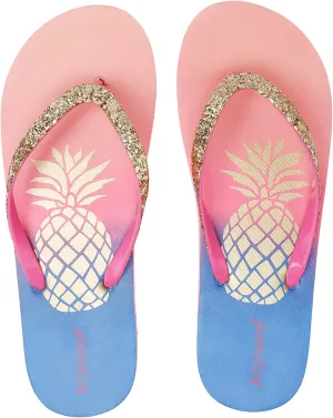 Ataiwee Girl's Flip Flops, Kid's Slip On Thong Sandals with Fruit Printed.
