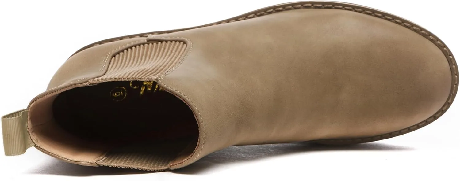 Athlefit Women's Chelsea Wedge Boots Elastic Platform Lug Sole Slip on Wedge Ankle Booties