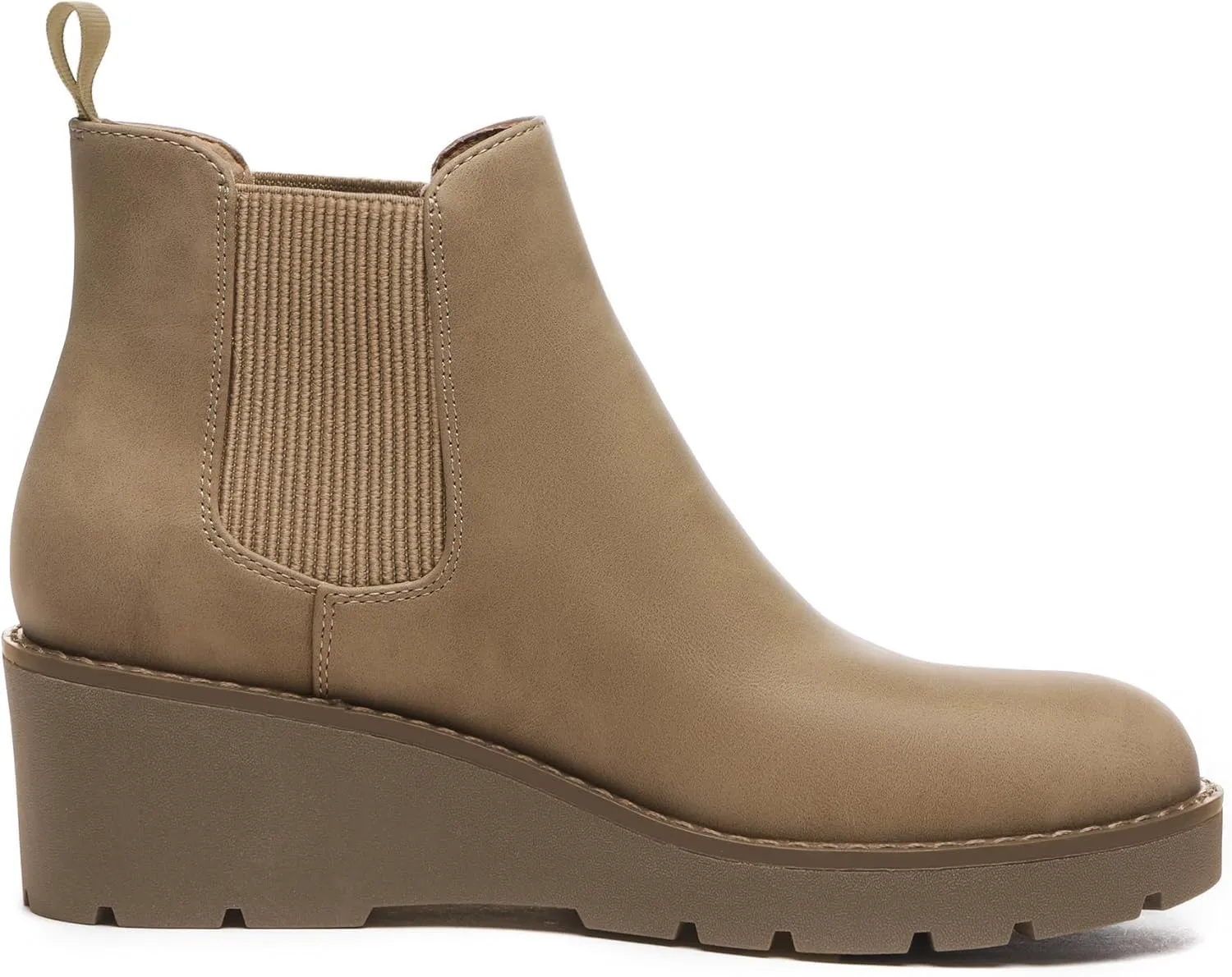 Athlefit Women's Chelsea Wedge Boots Elastic Platform Lug Sole Slip on Wedge Ankle Booties