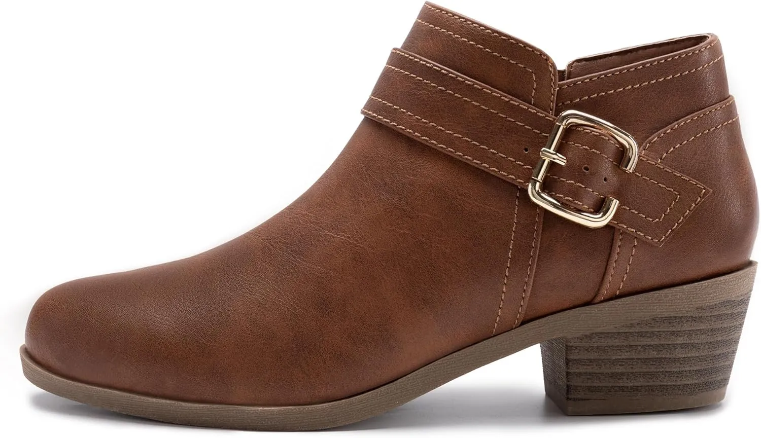 Athlefit Women's Chunky Low Heel Ankle Boots Classic Pointed Toe Side Zipper Booties