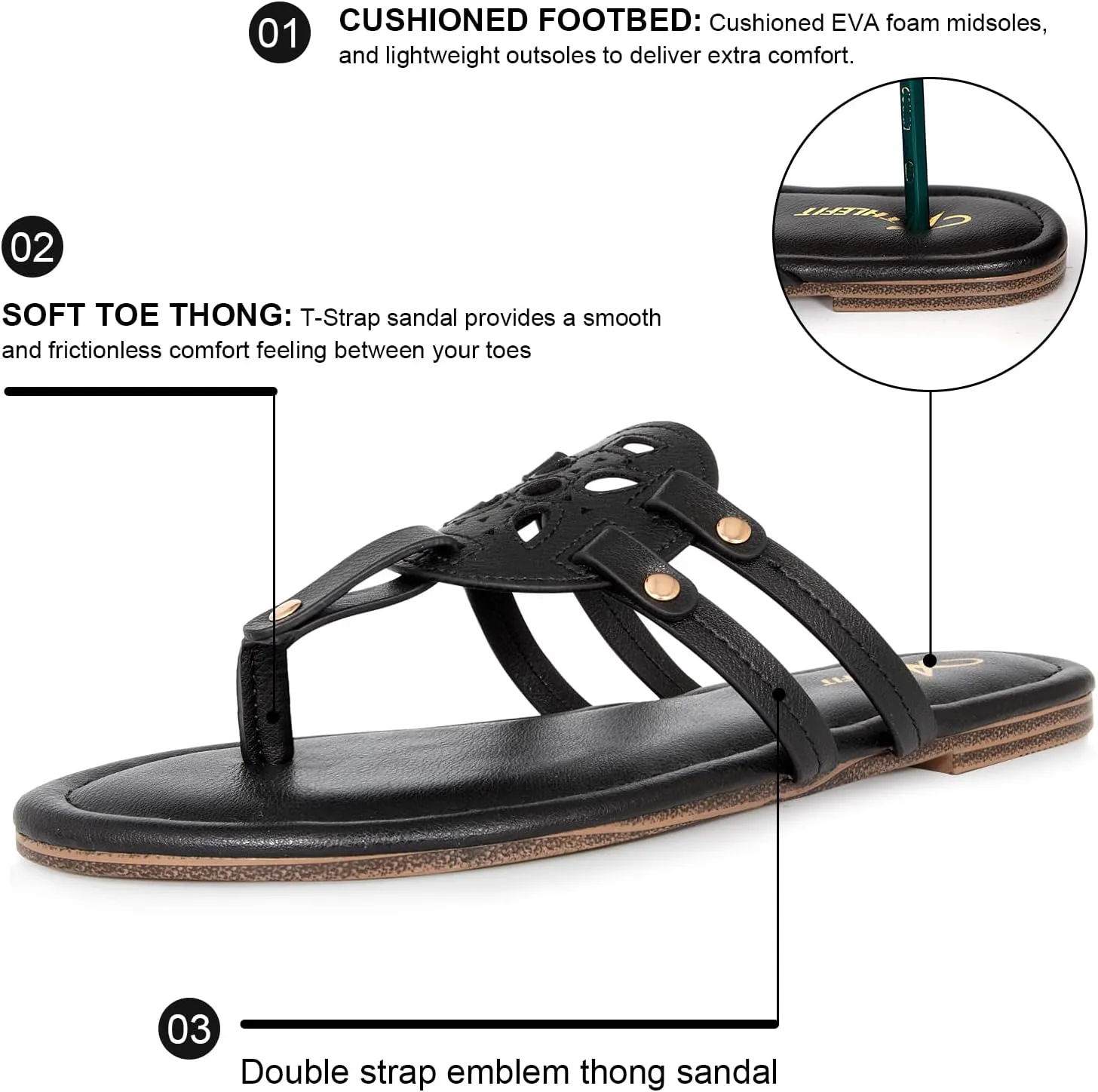 Athlefit Womens Flat Sandals Flip Flops Casual Slip on Comfortable Thong Beach Sandal for Women Dressy
