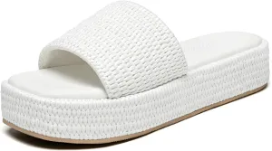 Athlefit Women's Slip On Platform Sandals Casual Bohemia Open Toe Summer Beach Flatform Slide Sandals
