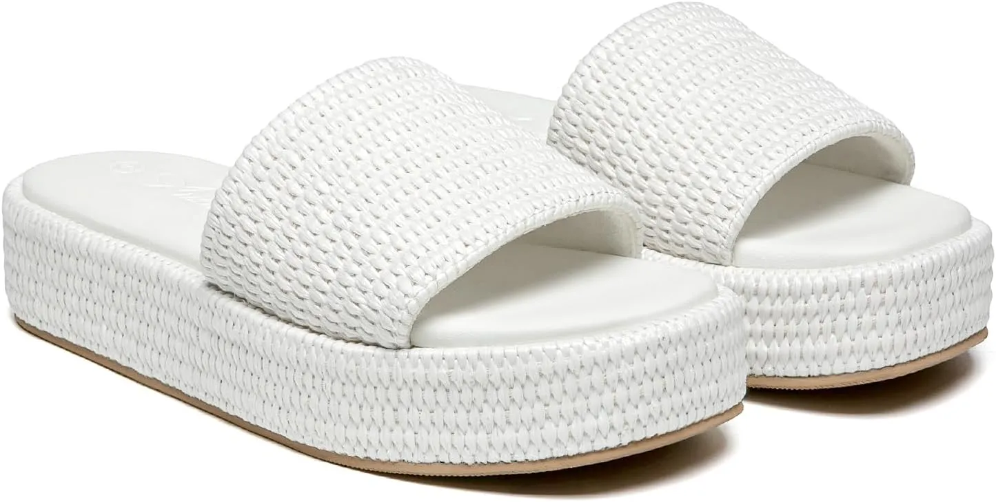 Athlefit Women's Slip On Platform Sandals Casual Bohemia Open Toe Summer Beach Flatform Slide Sandals