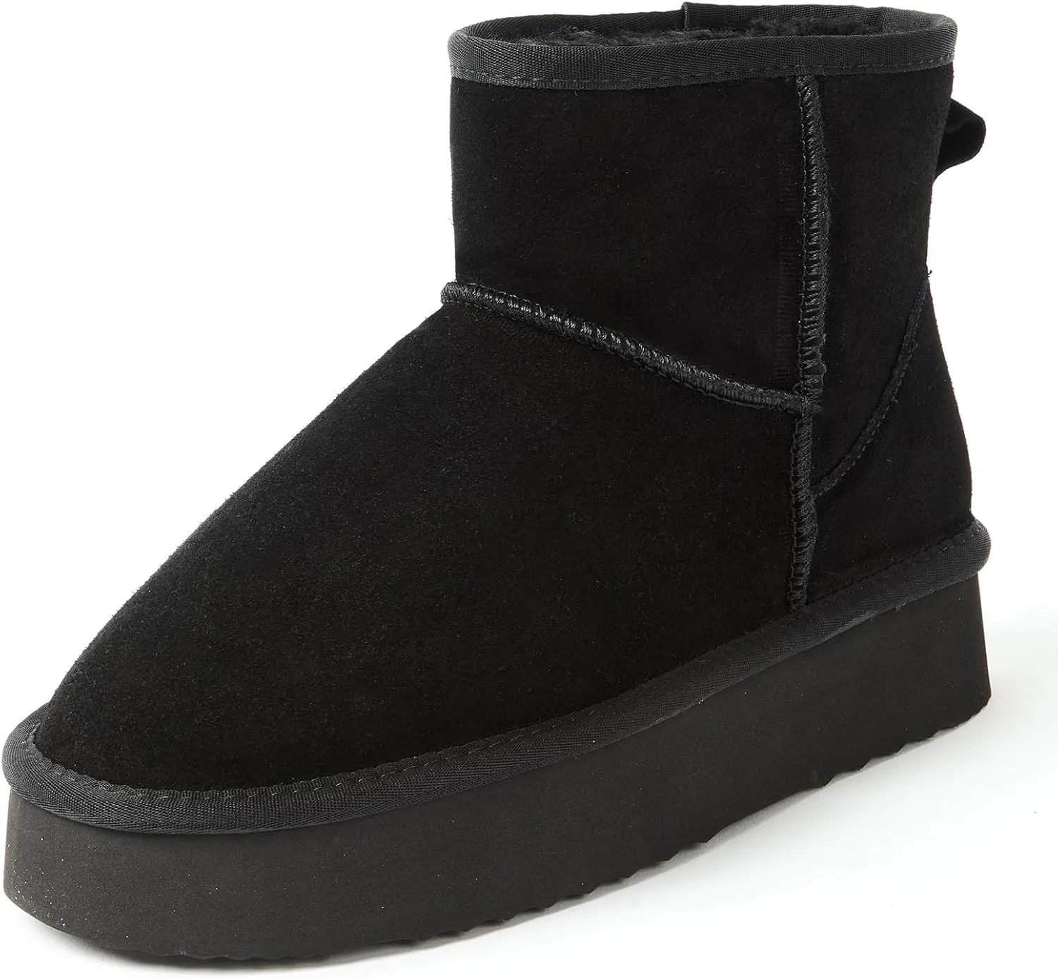 AUSLAND Women's Platform Winter Sonw Boots Genuine Suede Waterproof Anti-Slip Warm Lined Comfortable Outdoor Ankle Boots 9318