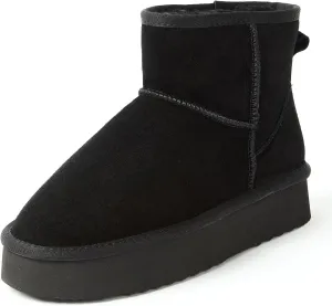 AUSLAND Women's Platform Winter Sonw Boots Genuine Suede Waterproof Anti-Slip Warm Lined Comfortable Outdoor Ankle Boots 9318