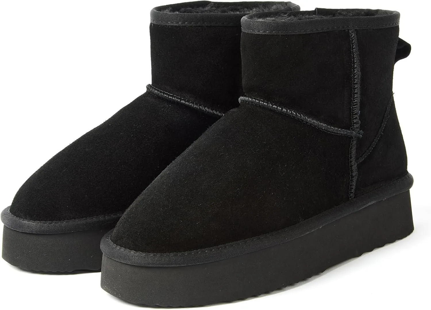 AUSLAND Women's Platform Winter Sonw Boots Genuine Suede Waterproof Anti-Slip Warm Lined Comfortable Outdoor Ankle Boots 9318