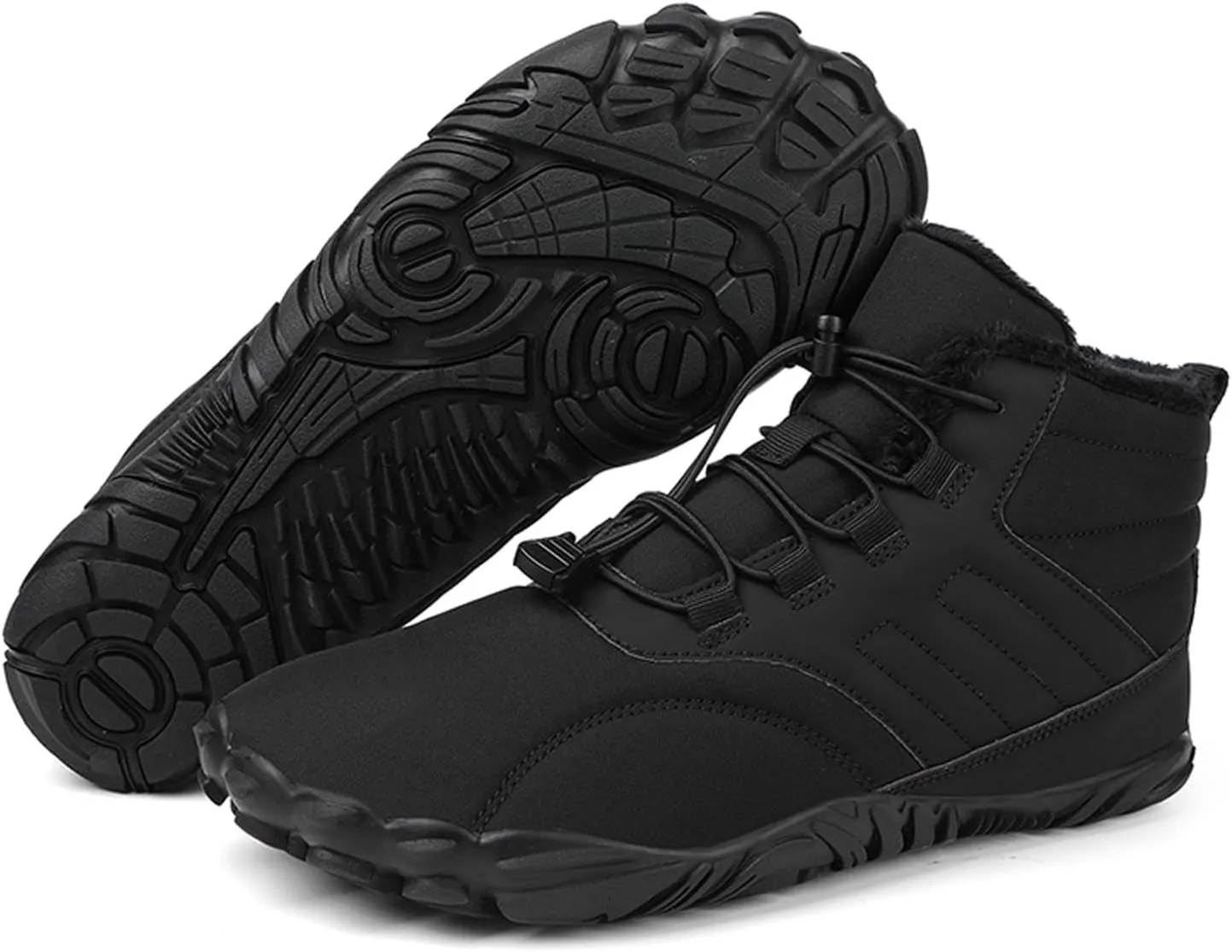 Barefoot Shoes Men's Womens Wide Toe Box Winter Trail Runner Minimalist Zero Drop Sole Cotton Boots Fur Lined Hiking Walking Shoes