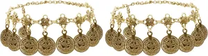 Bienvenu Boho coin sandals Anklet Bracelet, Bohemian Tassel Barefoot Sandals Chain Jewelry Belly Dance Anklet