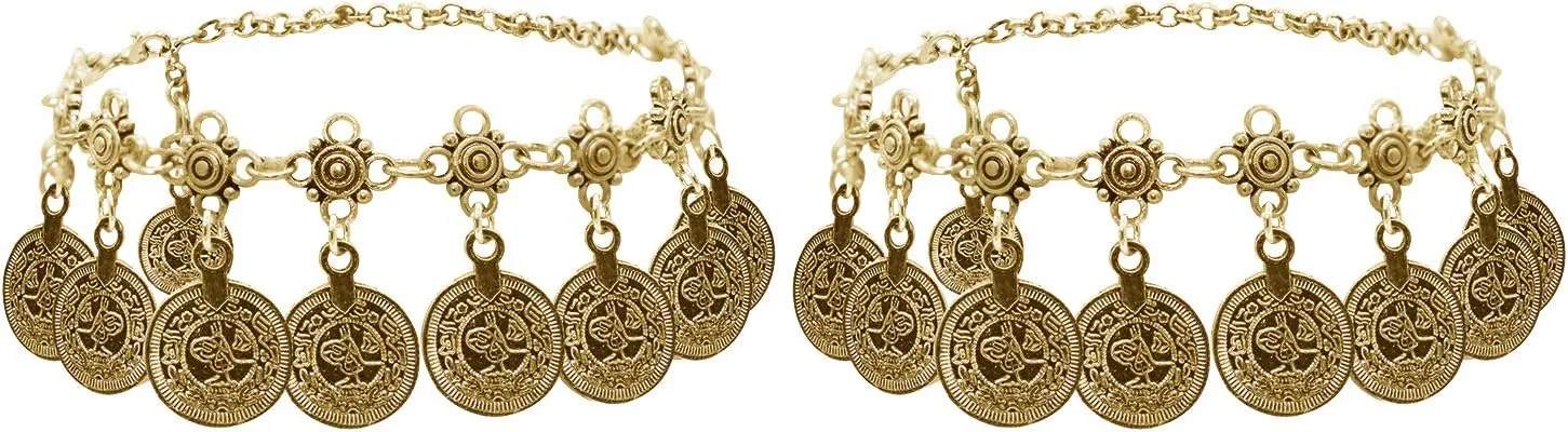 Bienvenu Boho coin sandals Anklet Bracelet, Bohemian Tassel Barefoot Sandals Chain Jewelry Belly Dance Anklet