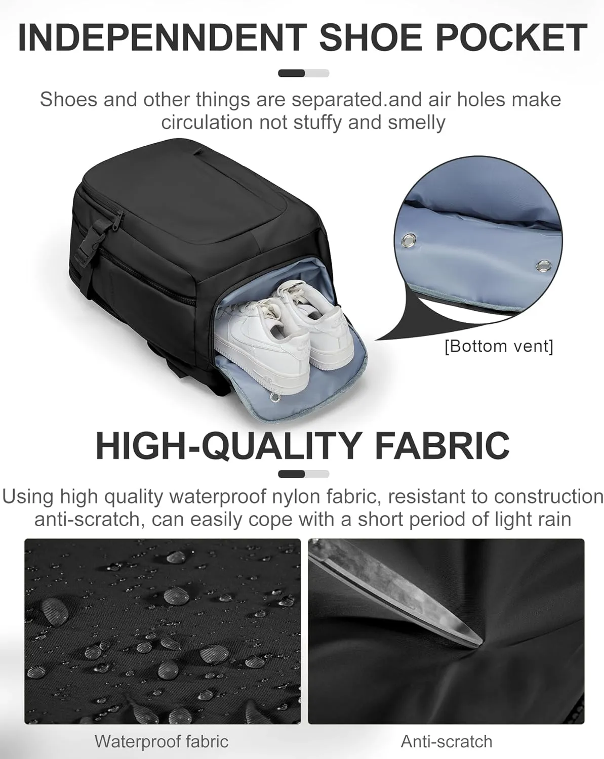 Black Travel Backpack for Women Mens Backpack Carry On Flight Approved personal item bag, 14 Inch Anti Theft Laptop Backpack Waterproof for Weekender Traveling Hiking