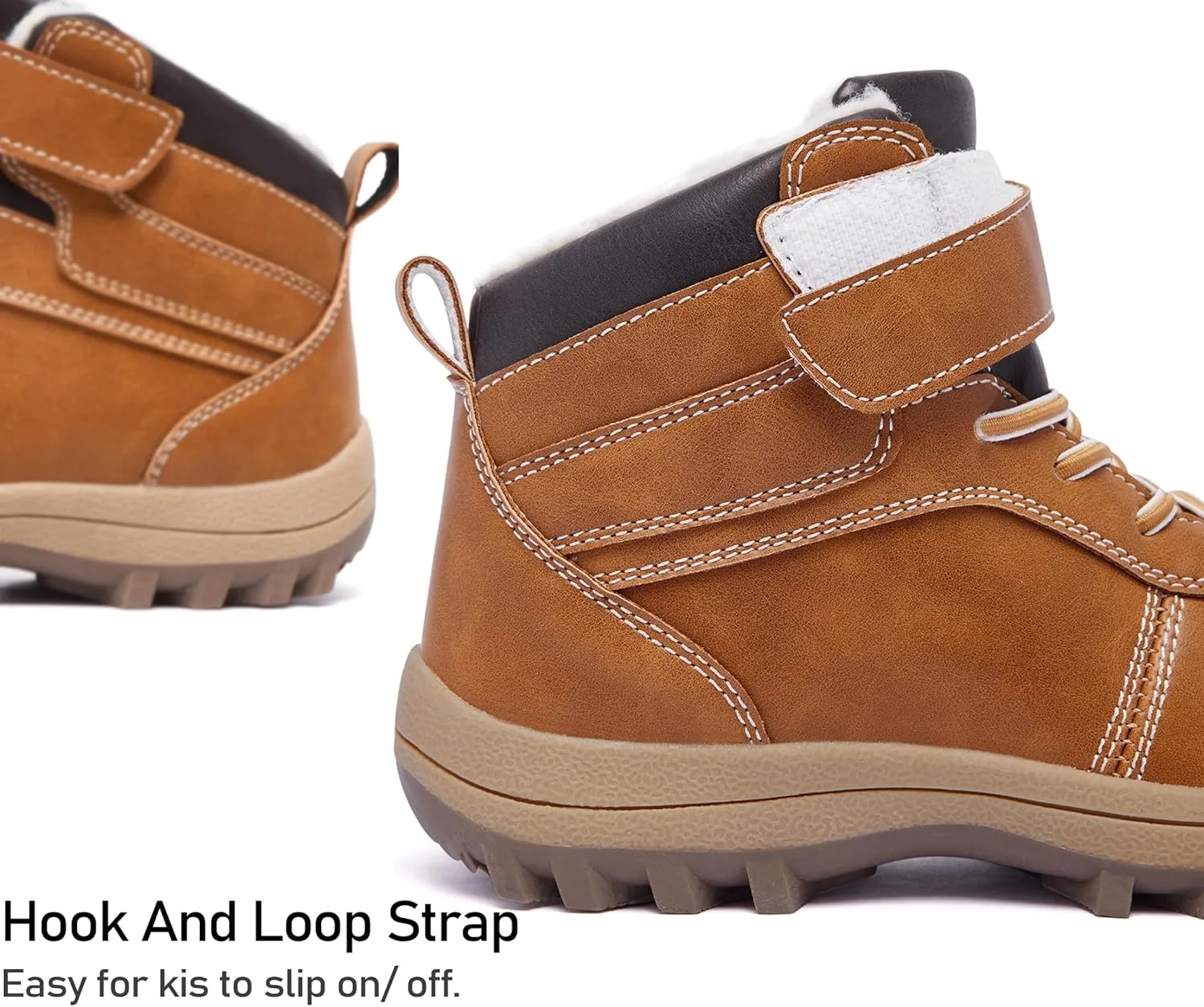 Boys Girls Snow Boots Winter Slip On Warm Fur Lined Shoes Lightweight Water-Resistant Cold Weather Boot (Little Kid/Big Kid)