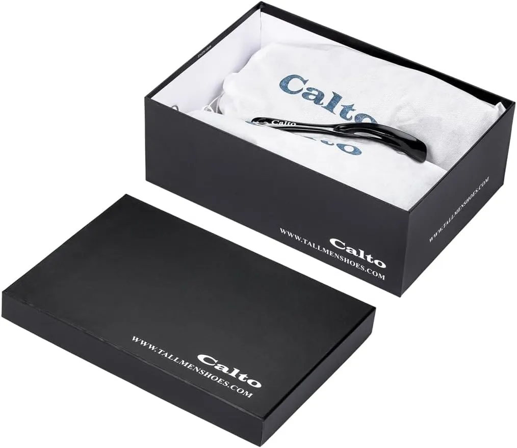 CALTO Men's Invisible Height Increasing Elevator Shoes - Premium Leather Lace-up Ankle Top Sneaker Boots - 2.6 Inches Taller
