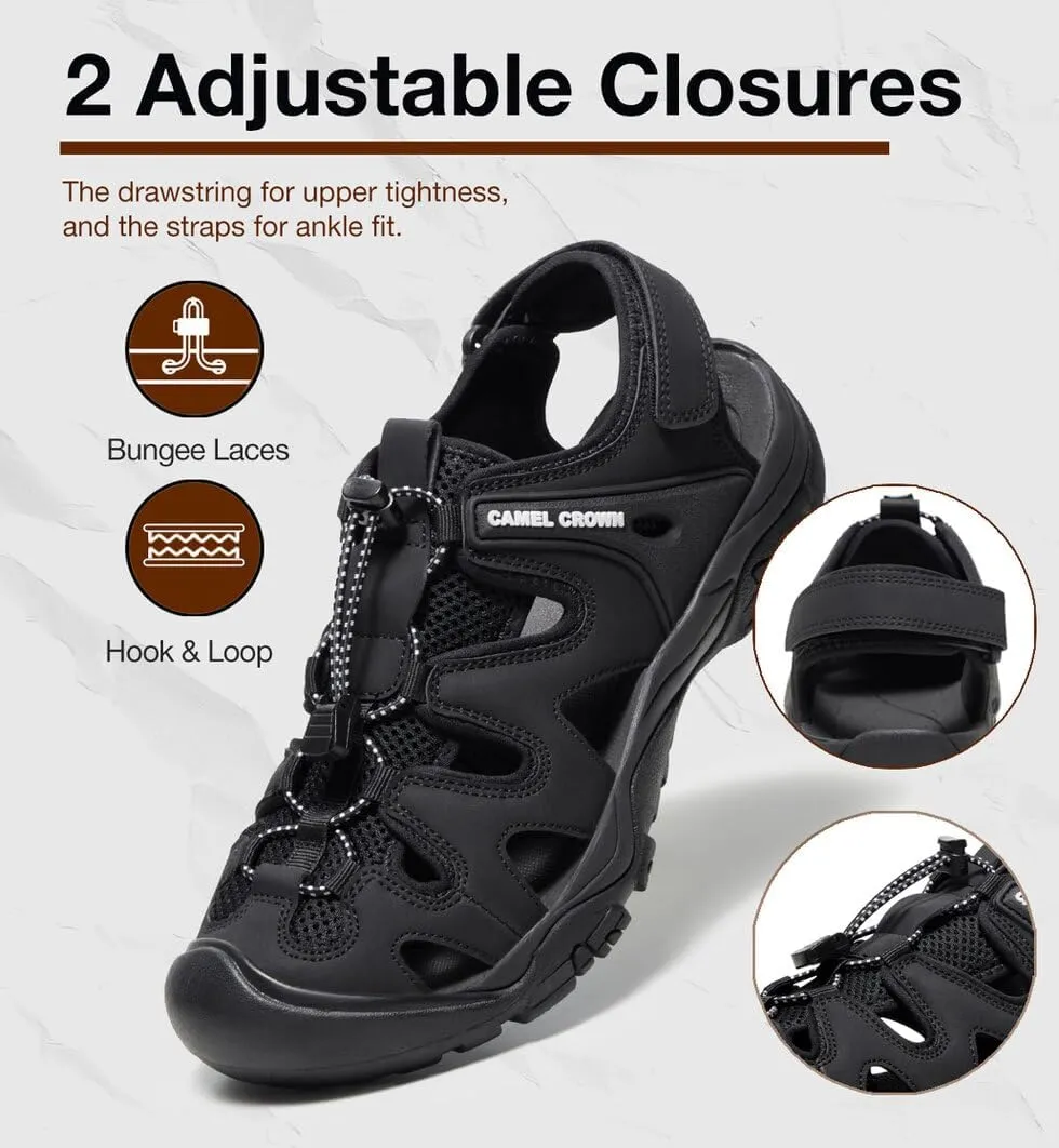 CAMEL CROWN Men's Comfortable Summer Sandals Breathable Beach Sandals Adjustable Outdoor Camping Walking Sandals Athletic Sport Sandals for Water Travel Hiking