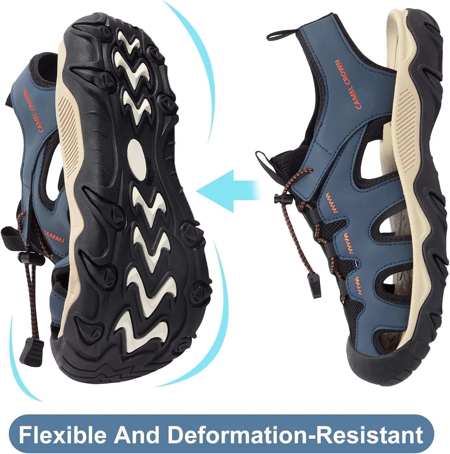 CAMEL CROWN Men's Hiking Sandals Anti-slipping Athletic Water Shoes with Arch Support Closed Toe Outdoor Summer Camping Sandal for Beach
