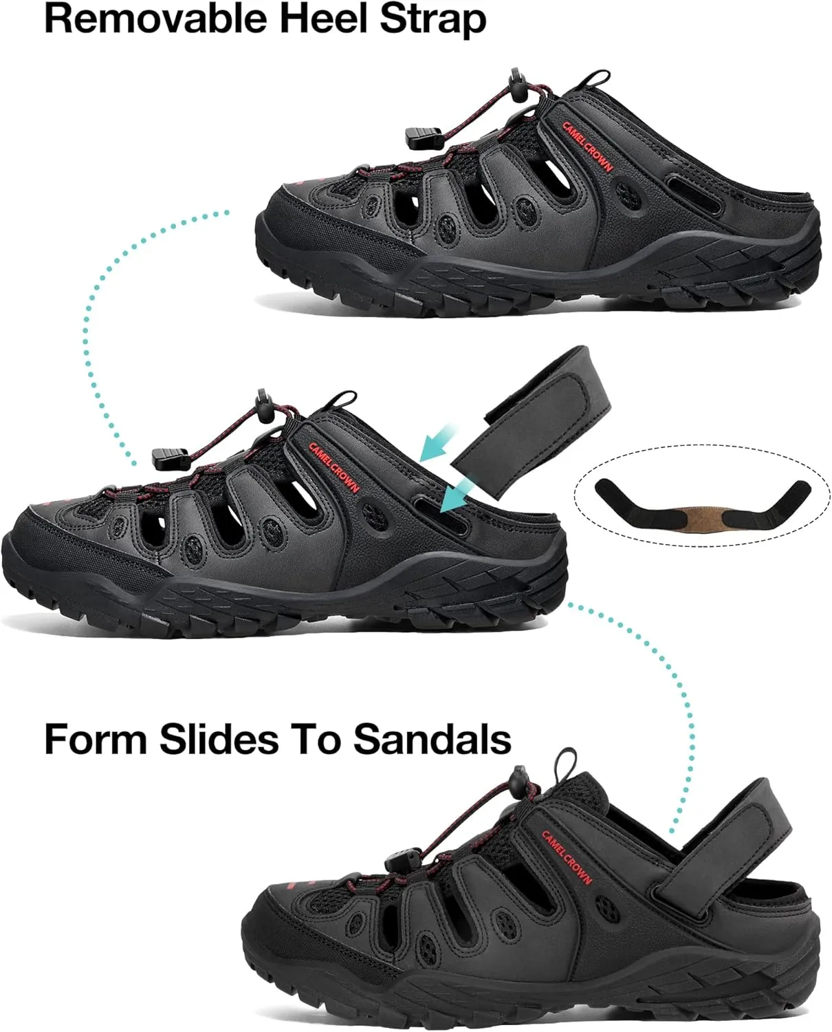 CAMELSPORTS Men's Hiking Sandals Outdoor Sport Closed Toe Walking Sandal Waterproof Non-Slip Summer Fisherman Beach Water Shoes