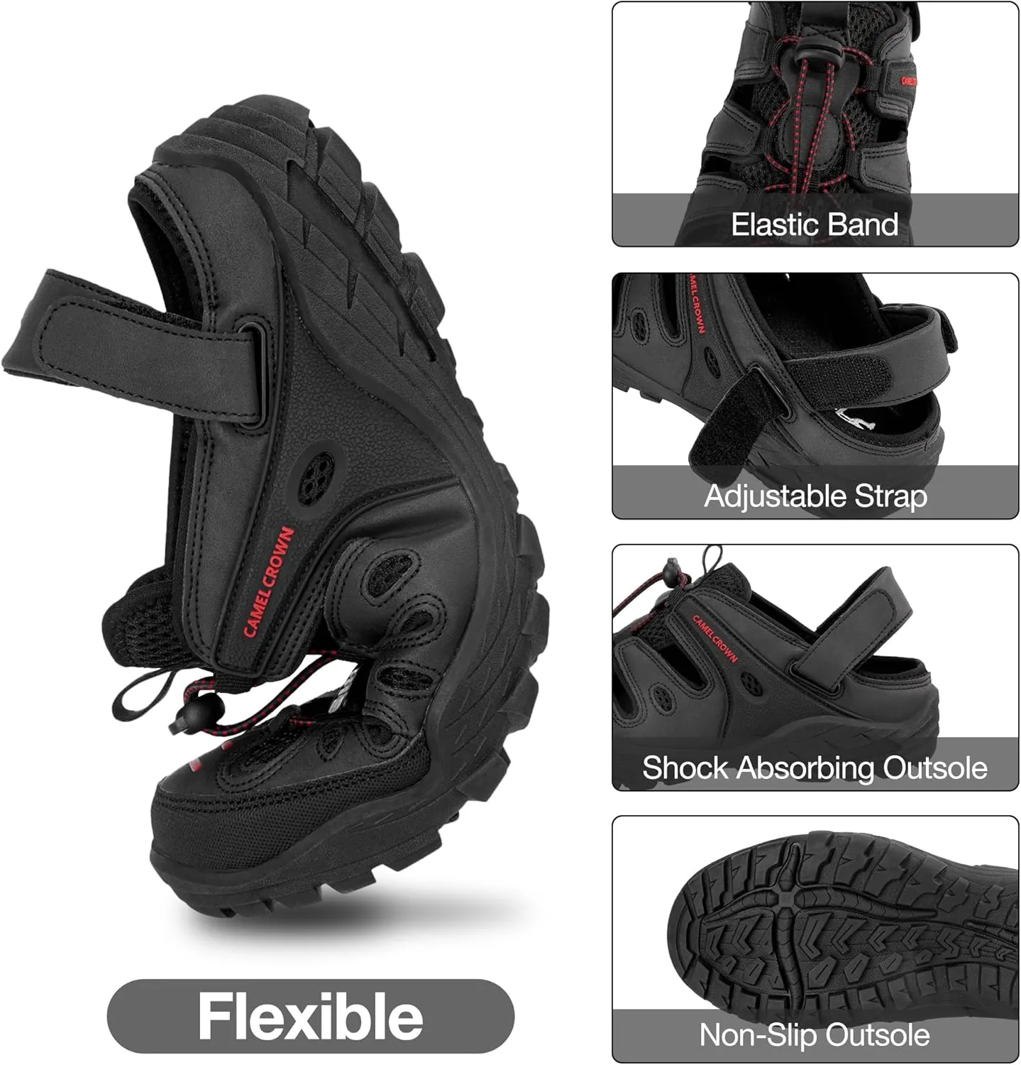 CAMELSPORTS Men's Hiking Sandals Outdoor Sport Closed Toe Walking Sandal Waterproof Non-Slip Summer Fisherman Beach Water Shoes